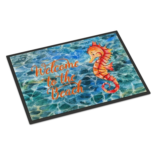 Carolines Treasures Seahorse Welcome Indoor or Outdoor Mat - 18 x 27 in. BB8519MAT - main
